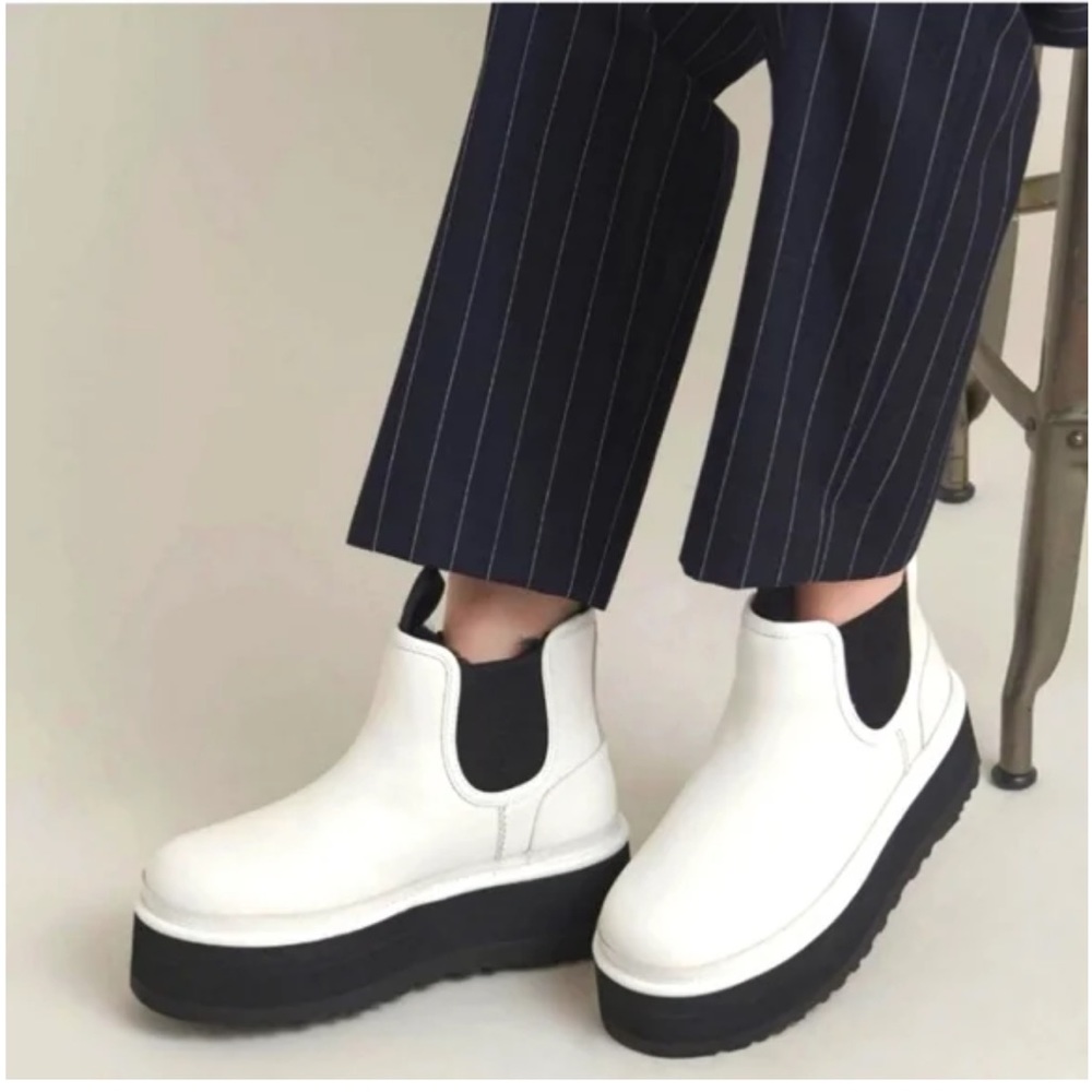 UGG Neumel Platform Chelsea Boots White